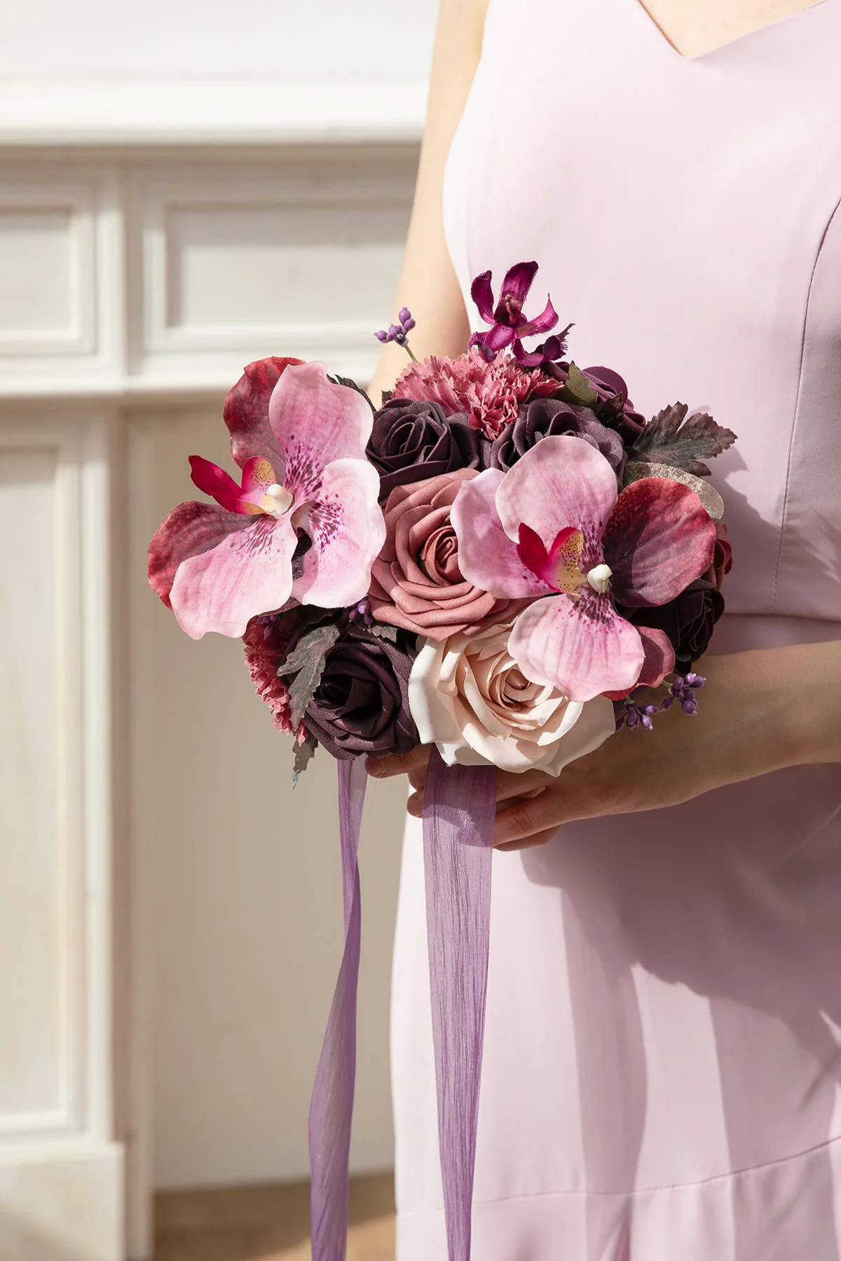 Bridesmaid Bouquet in Plum Velvet Wedding - Image 6