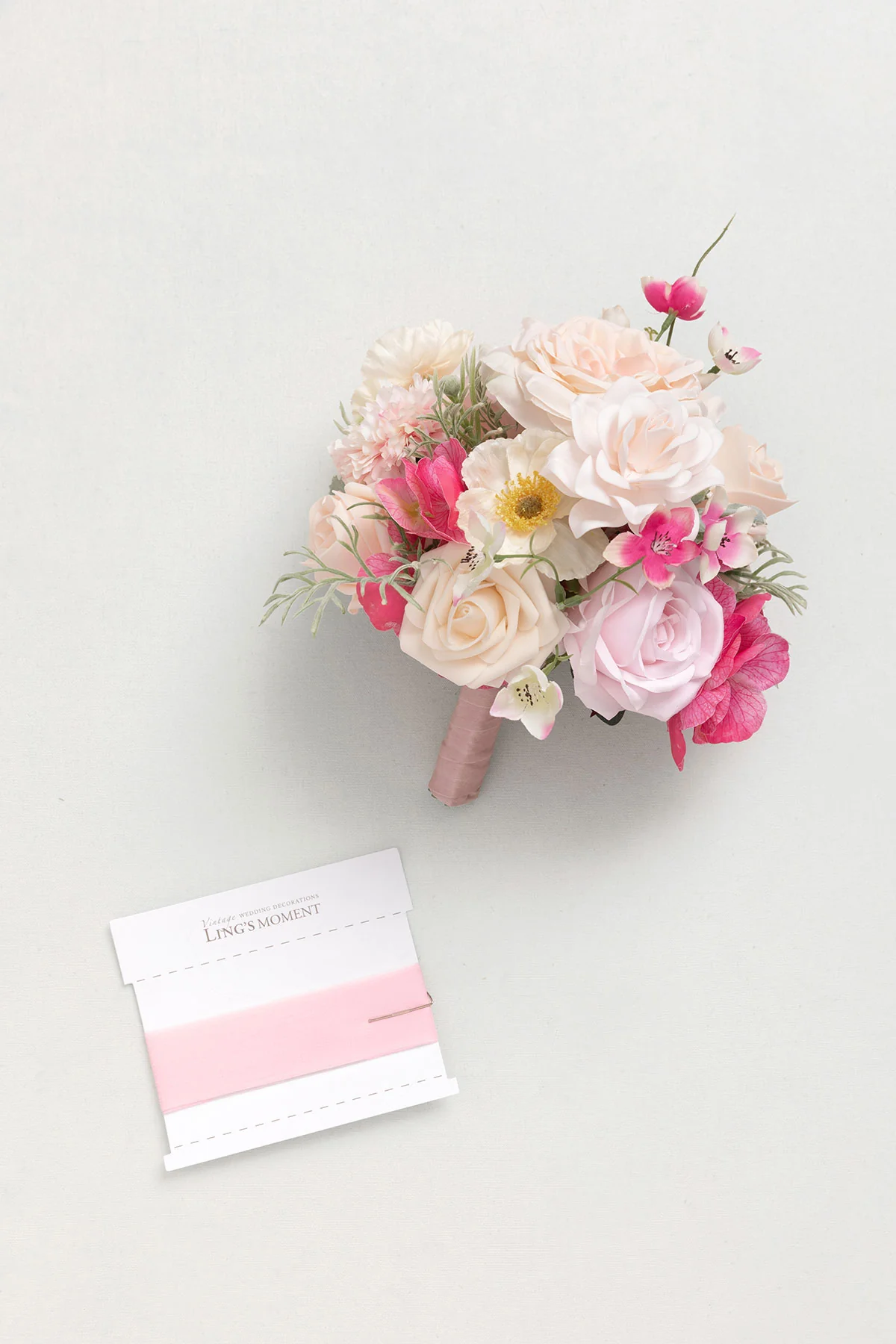 Bridesmaid Bouquet in Powder Pink & Berry Pink & Cream - Image 11