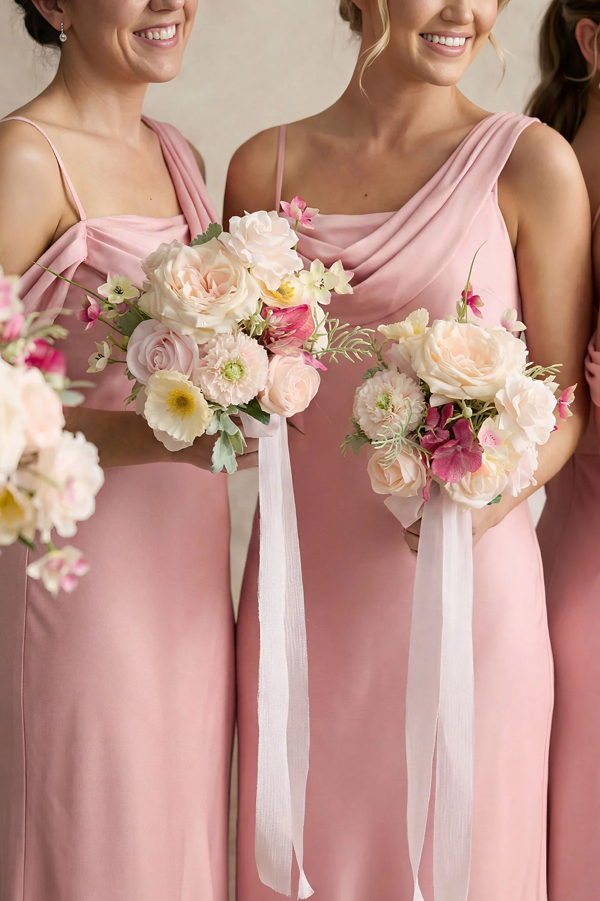 Bridesmaid Bouquet in Powder Pink & Berry Pink & Cream (Set of 4) - Image 3