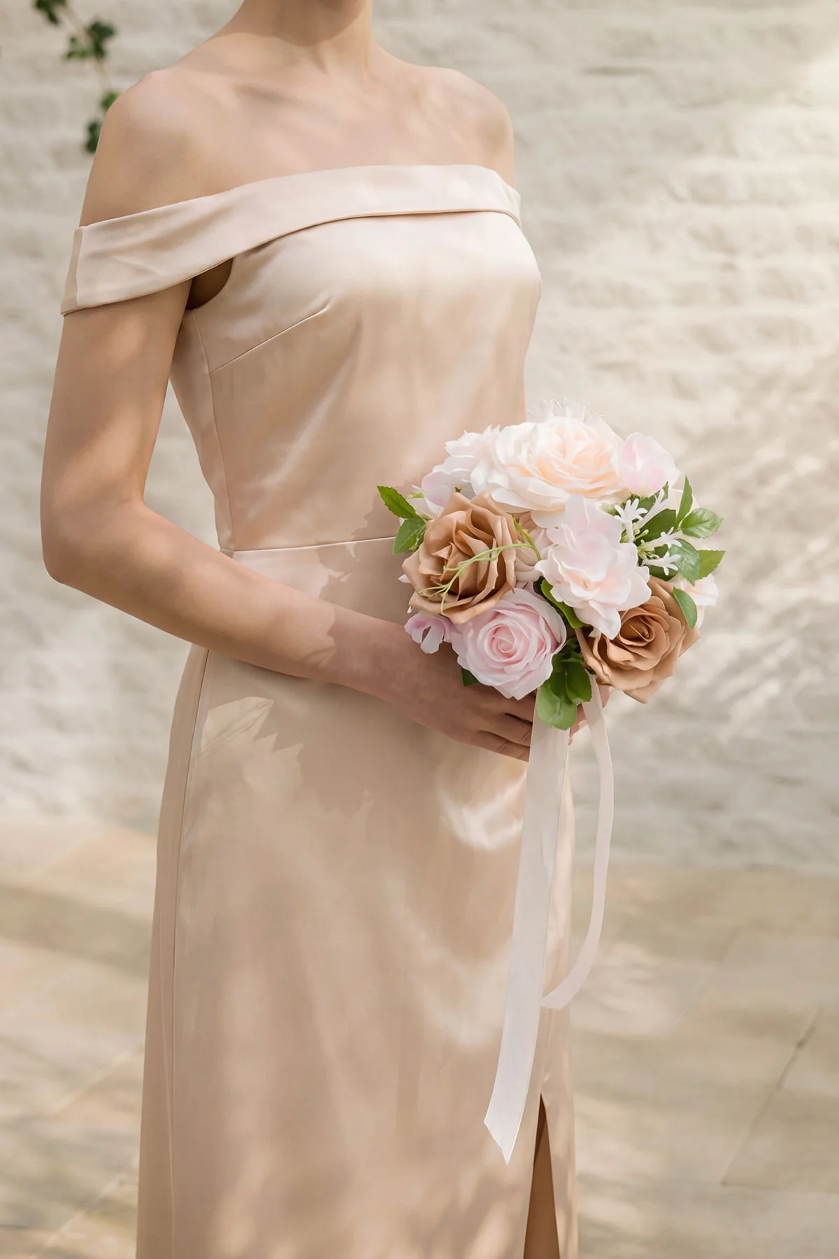Bridesmaid Bouquet in Powder Pink & Sand Beige | Clearance - Image 11