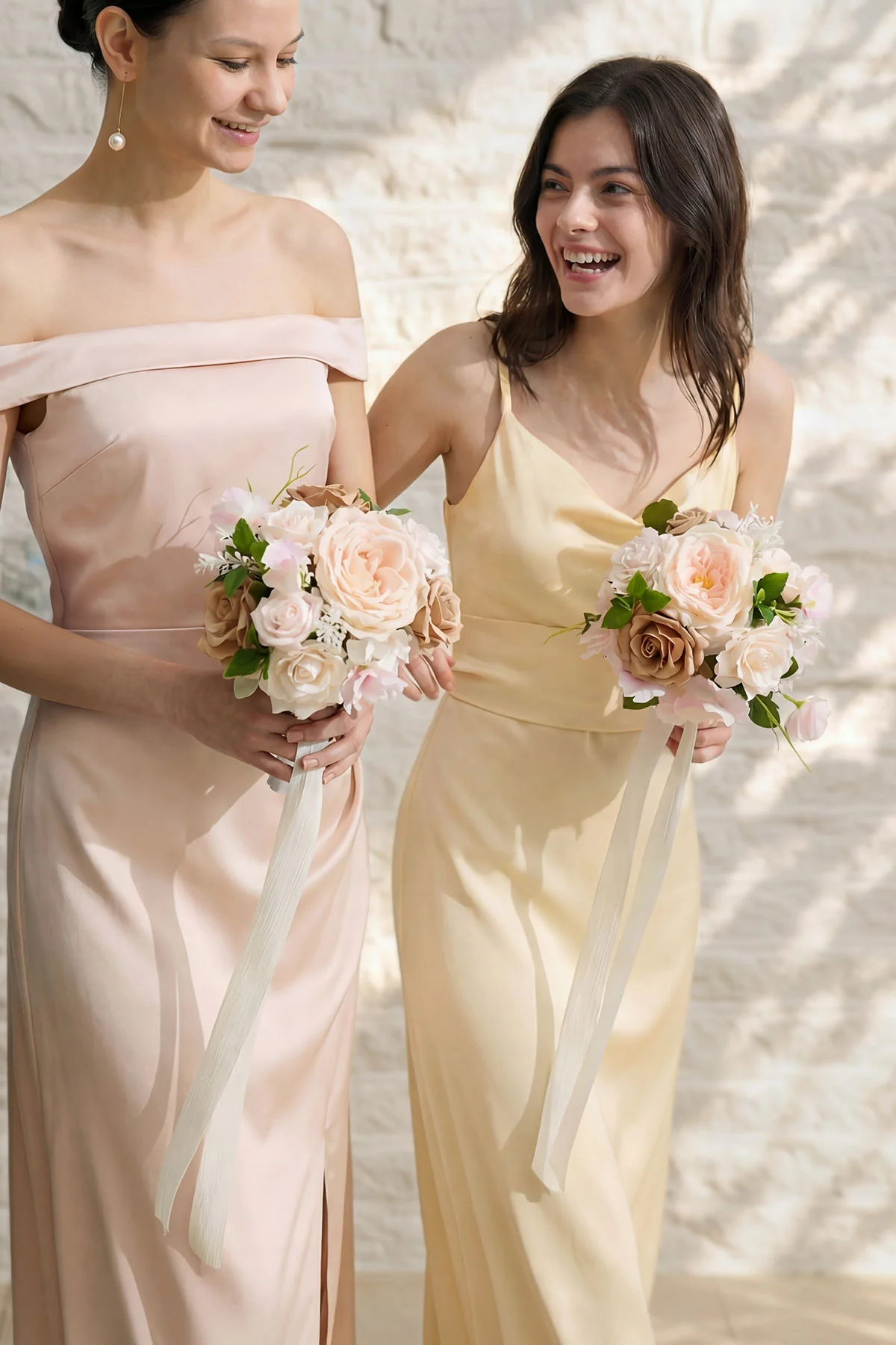 Bridesmaid Bouquet in Powder Pink & Sand Beige (Set of 4) - Image 3