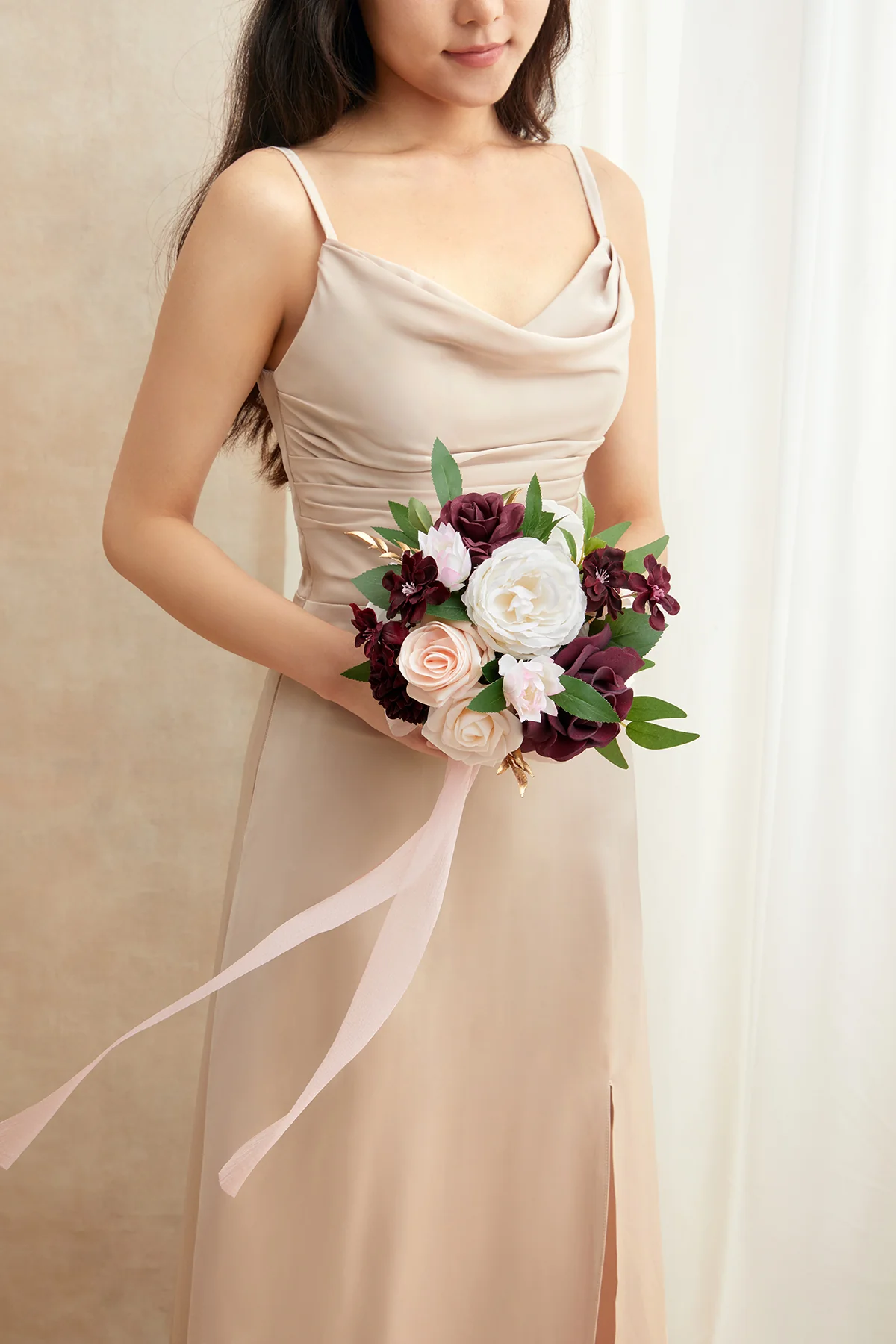 Bridesmaid Bouquet in Romantic Marsala - Image 2