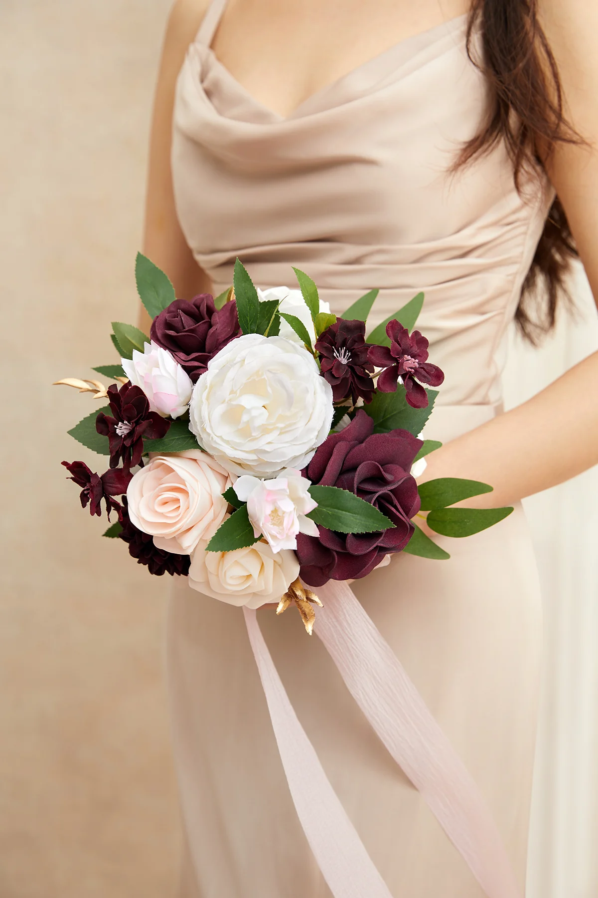 Bridesmaid Bouquet in Romantic Marsala - Image 5