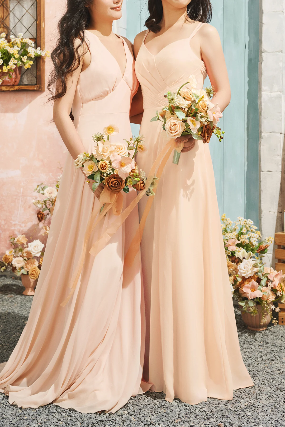 Free-Form Bridesmaid Bouquets in Sunny Peach & Apricot | Clearance - Image 2