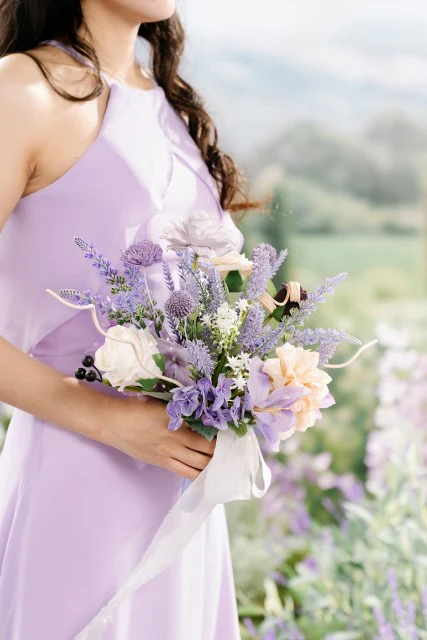 Bridesmaid Bouquets in French Lavender & Plum | Clearance - Image 6