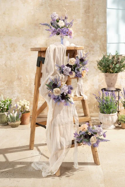 Bridesmaid Bouquets in French Lavender & Plum | Clearance - Image 7