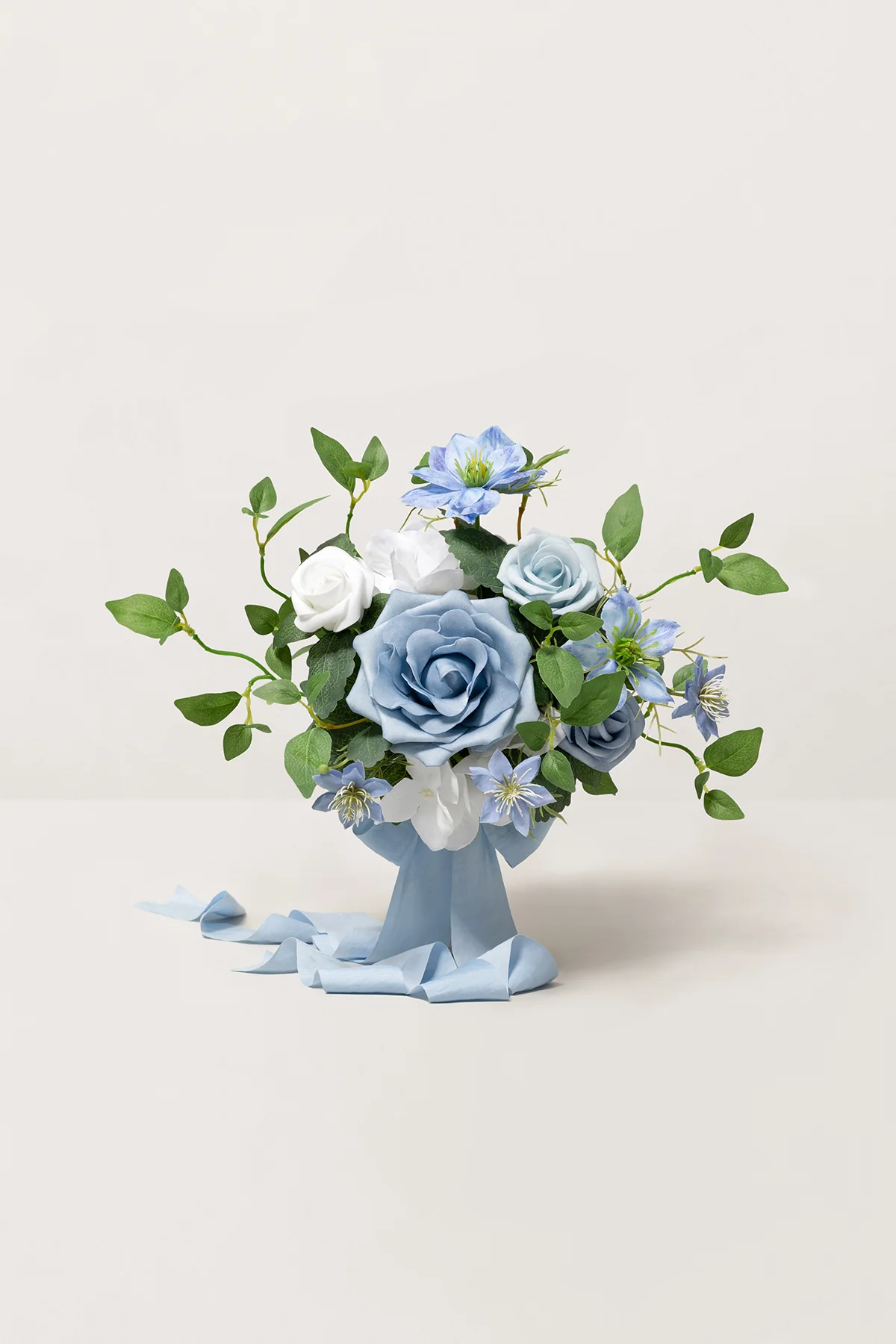 Bridesmaid Posy in Dusty Blue & White | Clearance