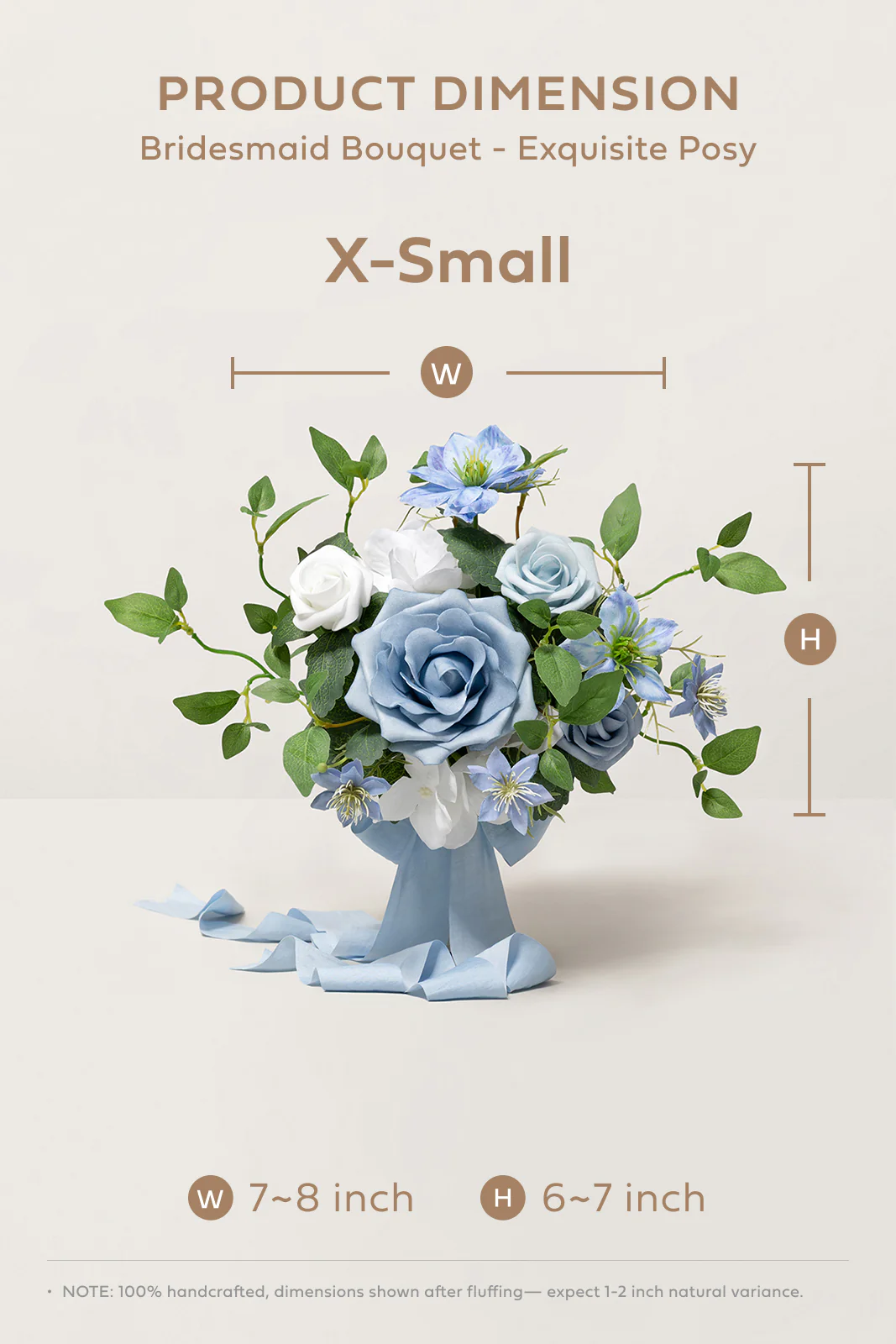 Bridesmaid Posy in Dusty Blue & White | Clearance - Image 6