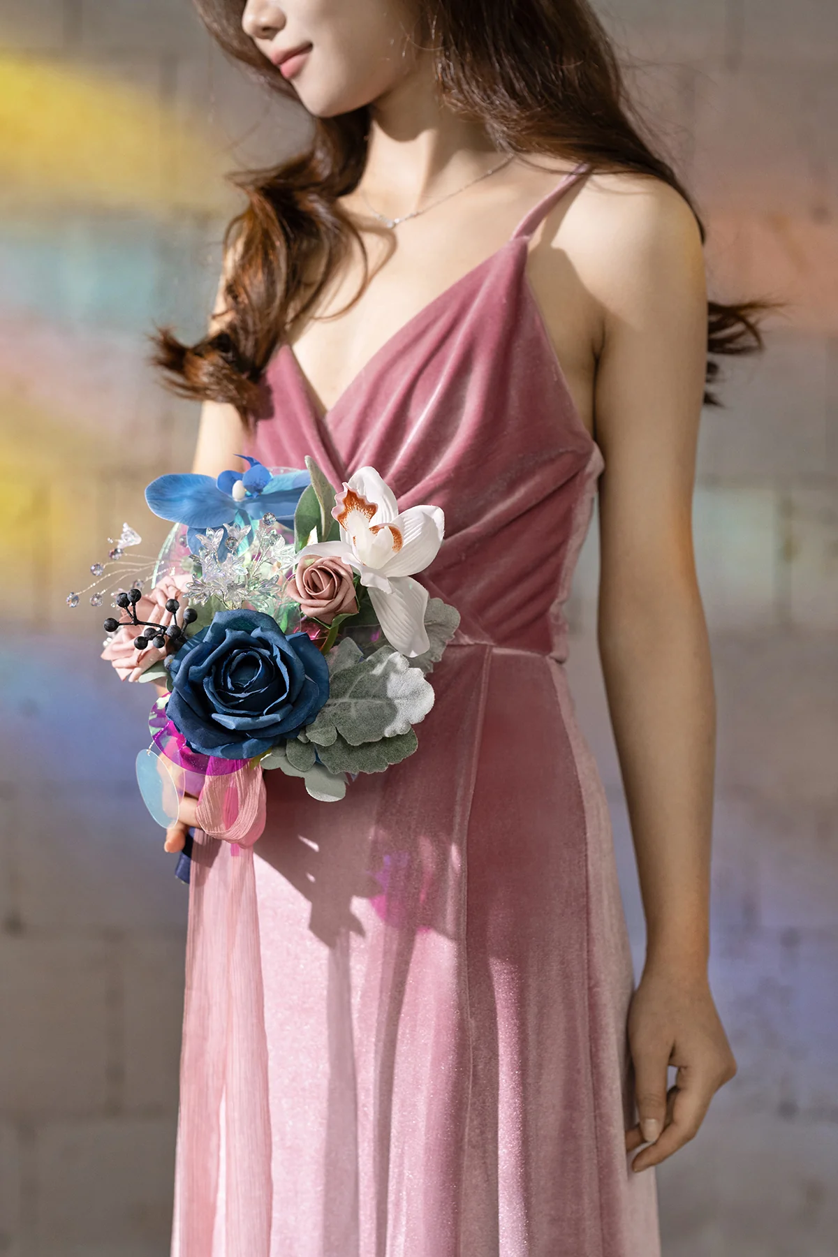 Bridesmaid Posy in Dusty Rose & Navy | Clearance - Image 6