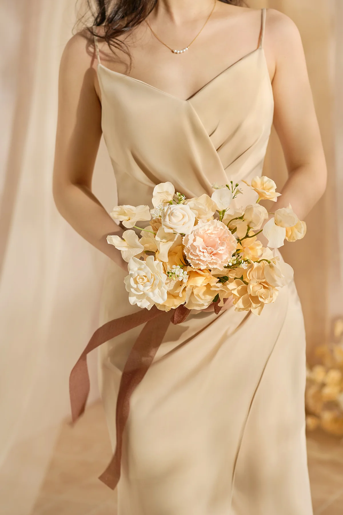 Bridesmaid Posy in Earth Brown & Butter Yellow | Clearance - Image 11
