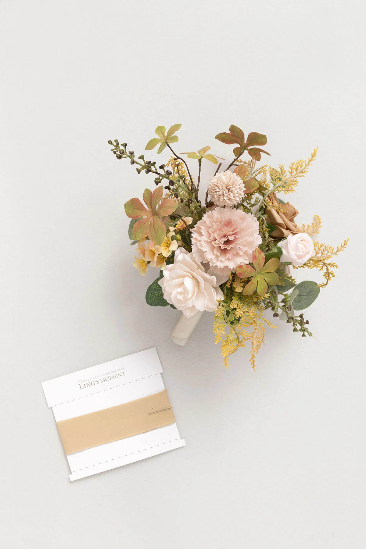Bridesmaid Posy in Powder Pink & Olive Green - Image 12