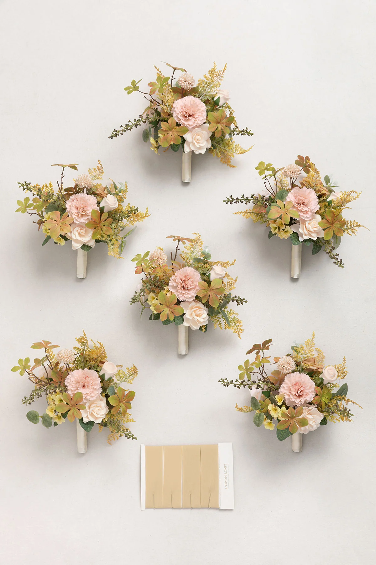 Bridesmaid Posy in Powder Pink & Olive Green - Image 5