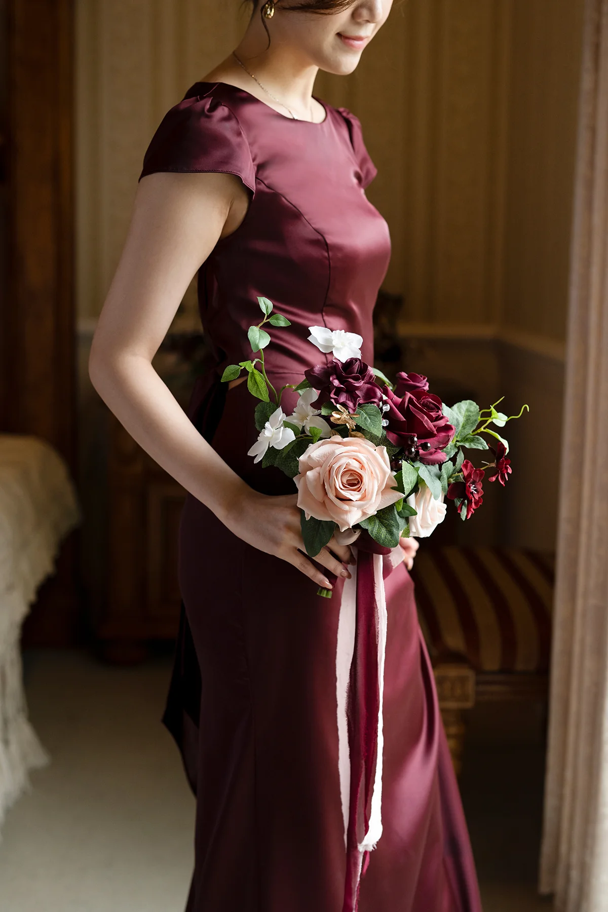 Bridesmaid Posy in Romantic Marsala - Image 11