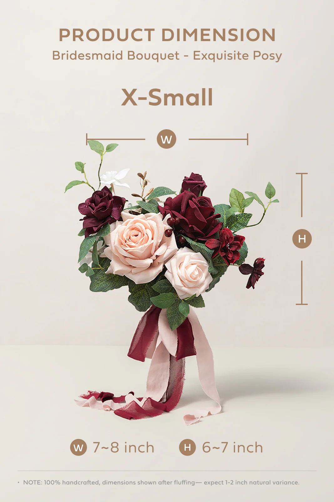 7" Bridesmaid Posy in Romantic Marsala (Set of 1 ) - Image 5