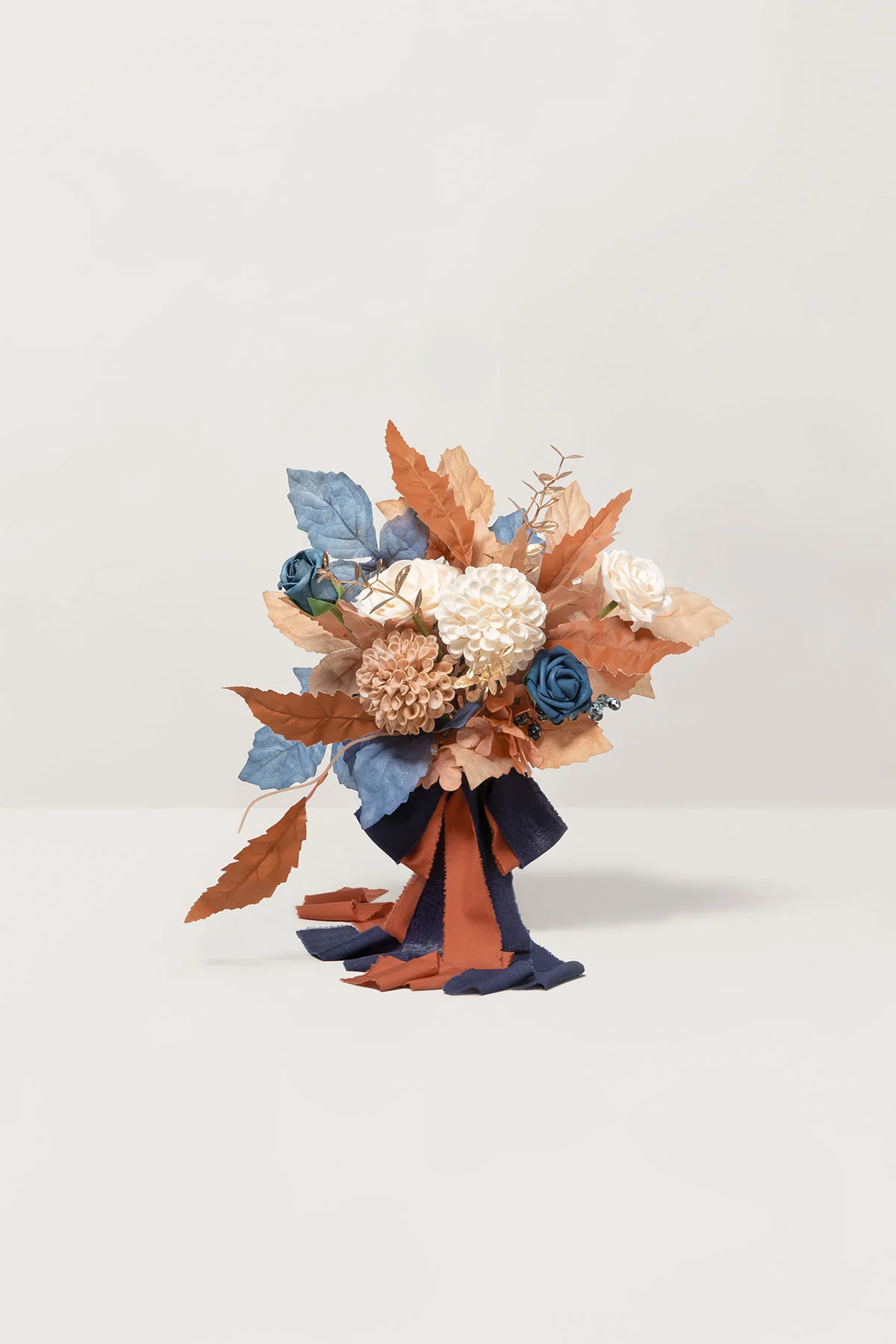 Bridesmaid Posy in Russet Orange & Denim Blue