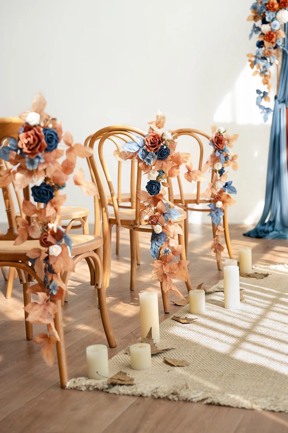 Wedding Flower Packages in Russet Orange & Denim Blue - Image 24