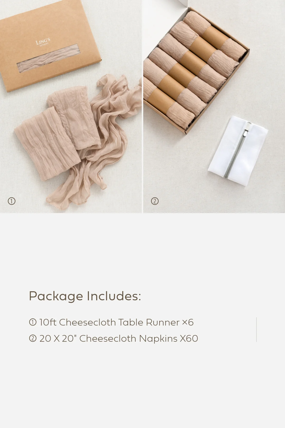 Cheesecloth Napkins & Table Runner Set for Reception - Image 12