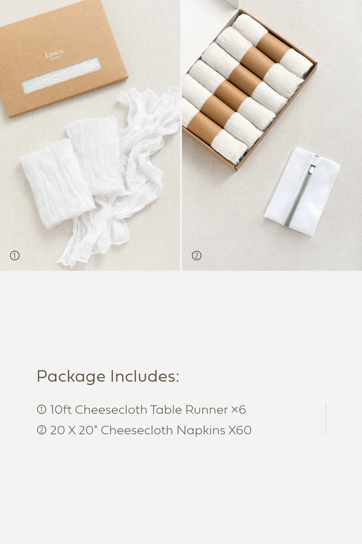 Cheesecloth Napkins & Table Runner Set for Reception - Image 16