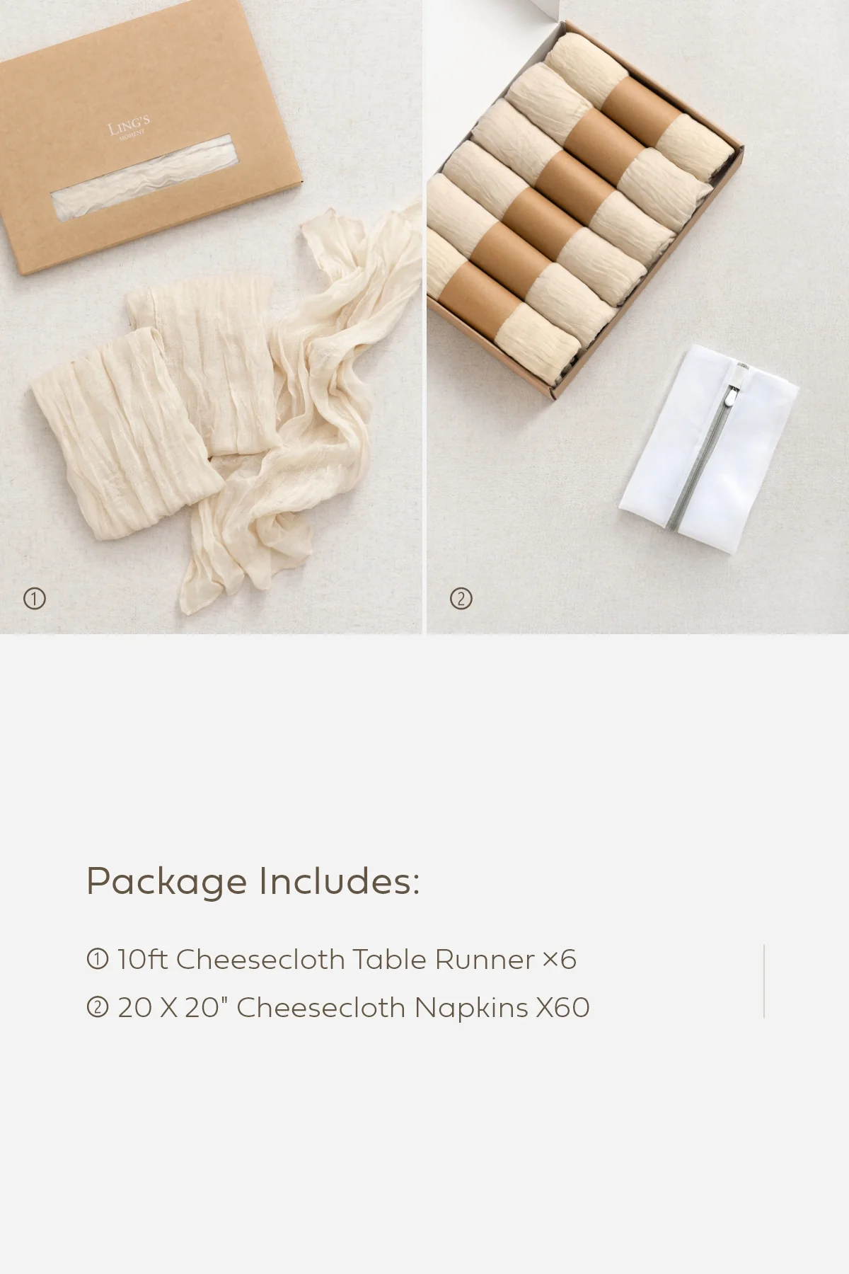 Cheesecloth Napkins & Table Runner Set for Reception - Image 20