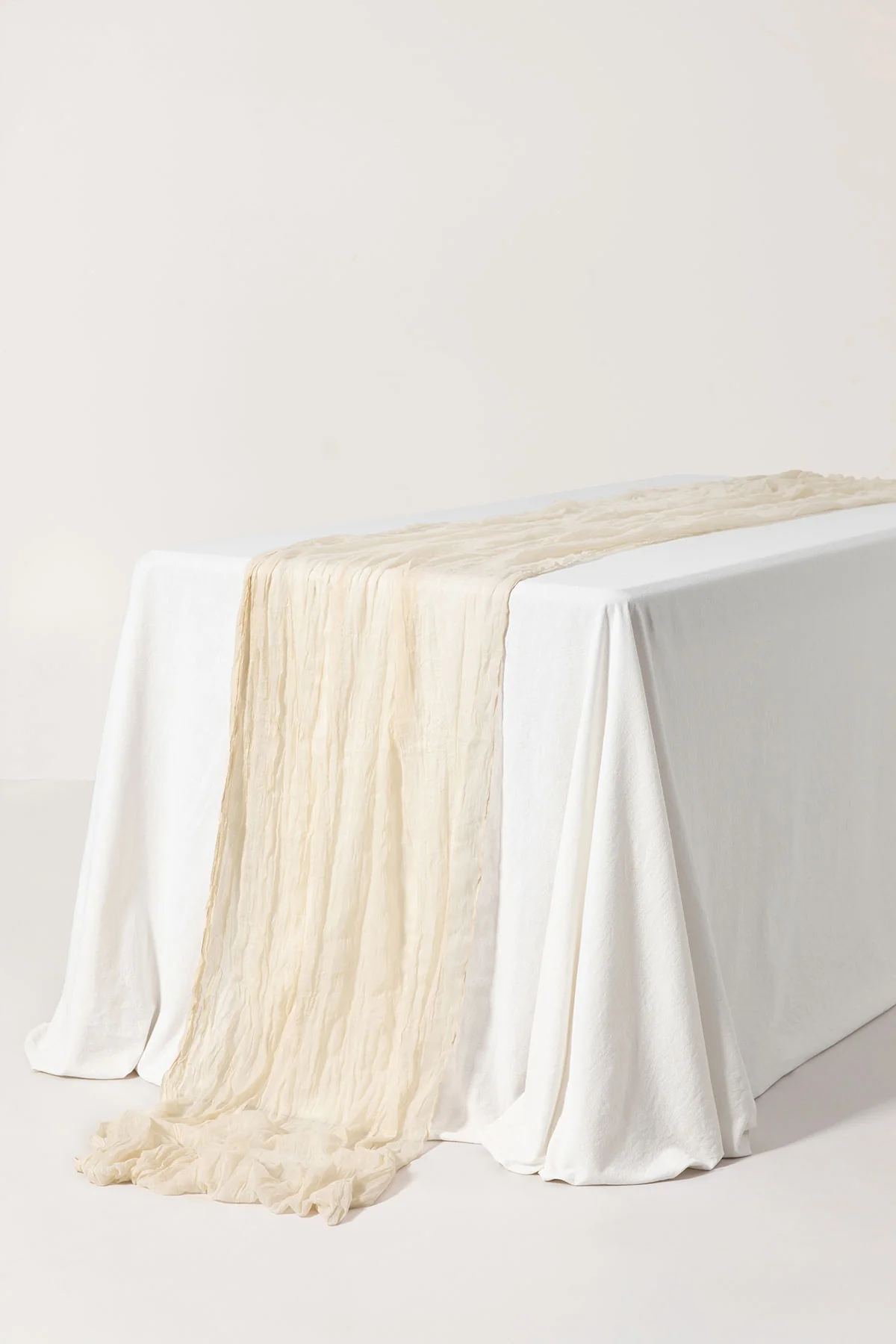 Cheesecloth Table Runner in Ivory - Image 3