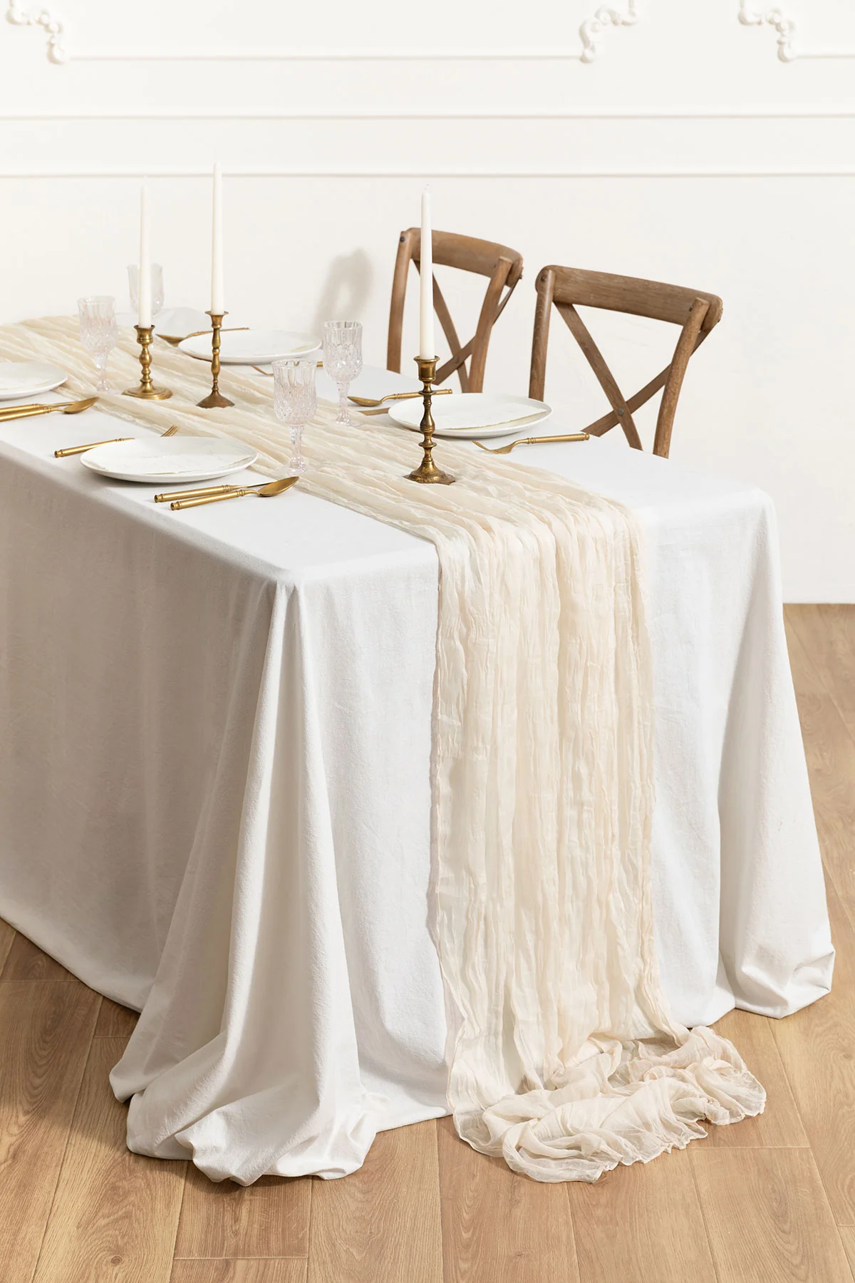 Cheesecloth Table Runner in Ivory - Image 4