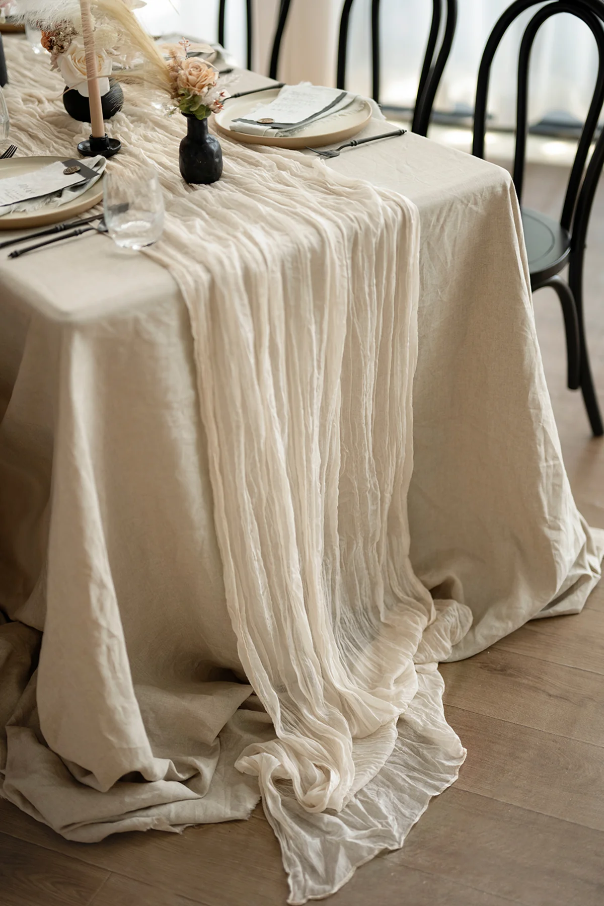 Cheesecloth Table Runner in Ivory - Image 7