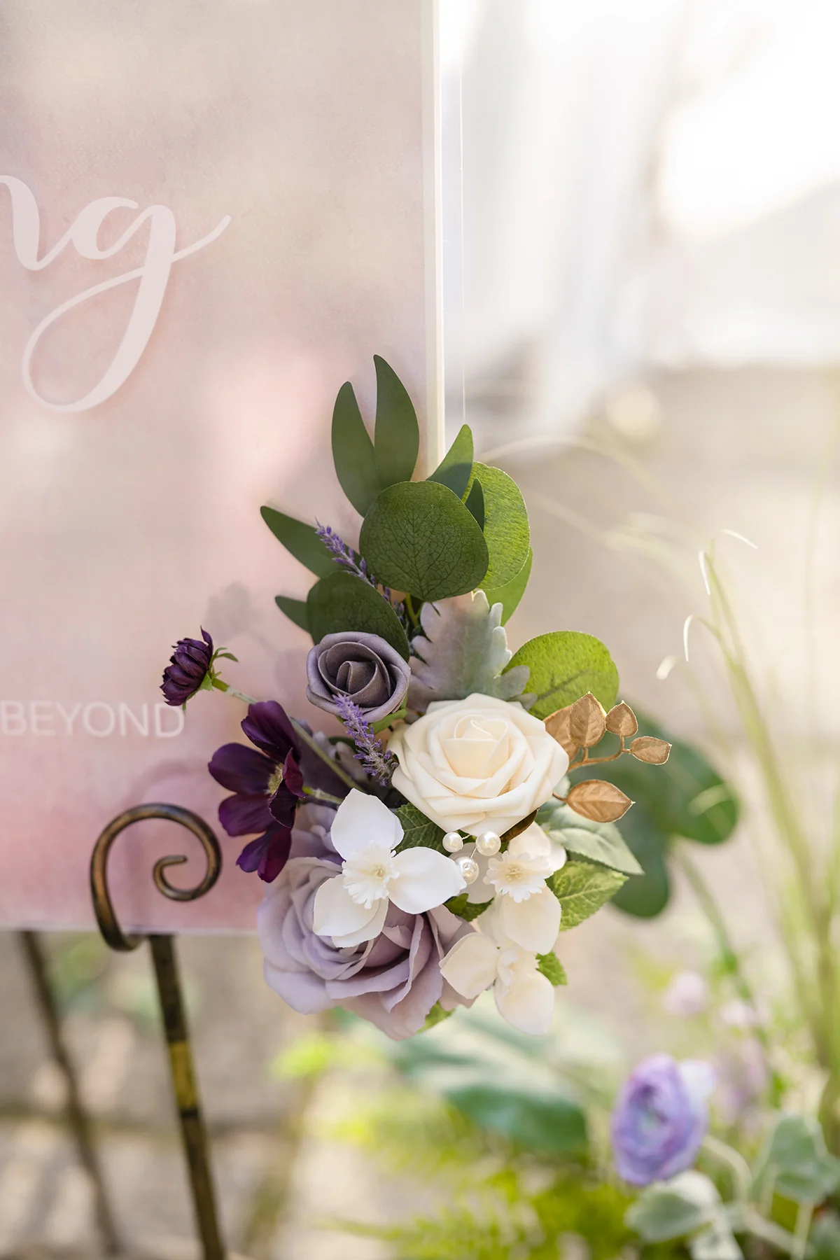 Combo Set Flower Sign Decor in Lilac & Gold | Clearance - Image 4