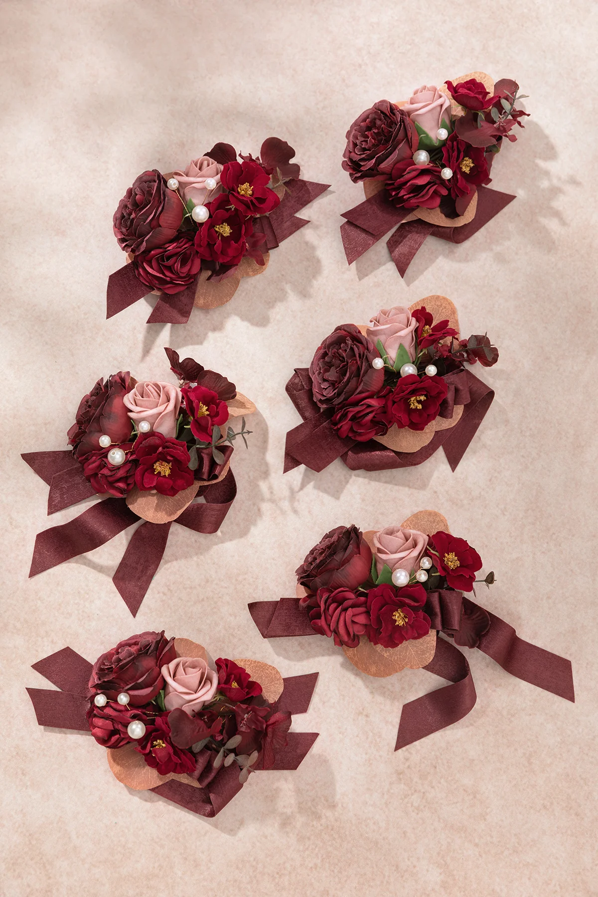 Wrist Corsages in Burgundy & Dusty Rose | Clearance - Image 2