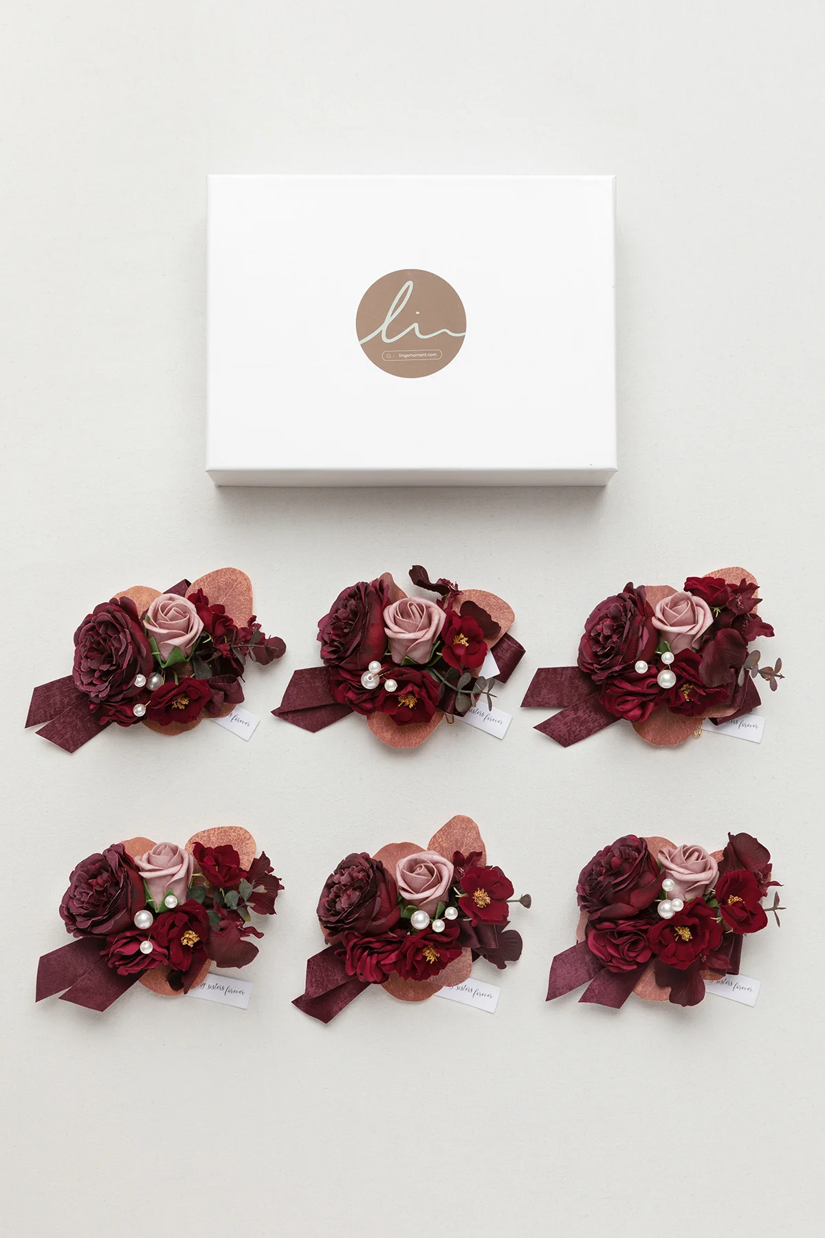 Wrist Corsages in Burgundy & Dusty Rose | Clearance - Image 5