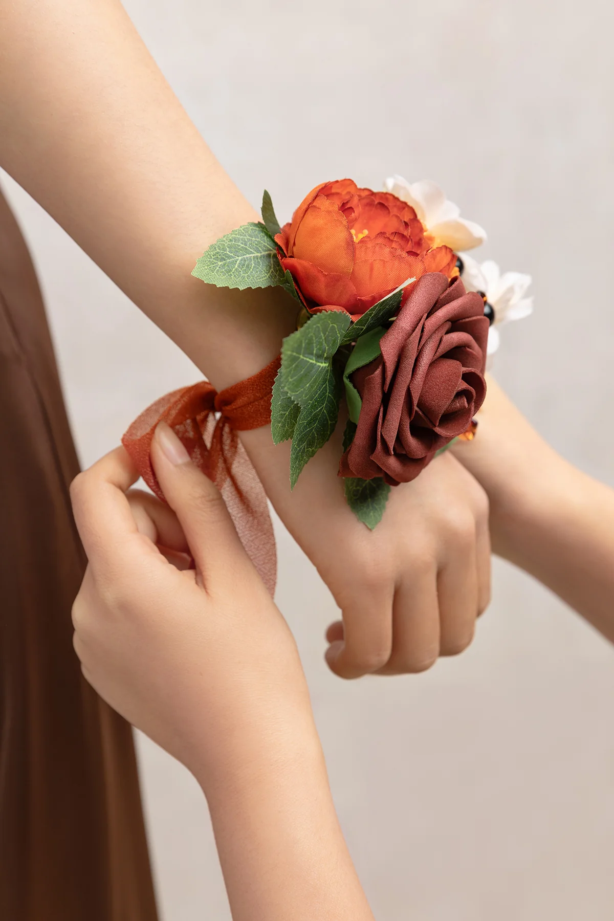 Wrist Corsages in Burnt Orange - Image 5