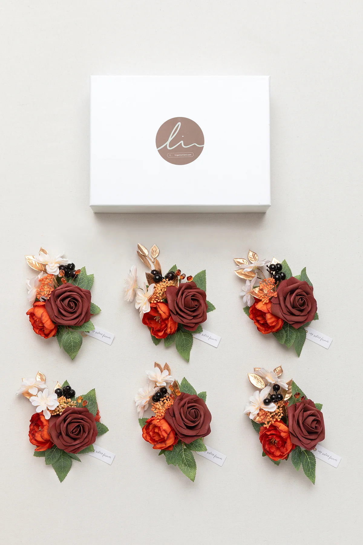Wrist Corsages in Burnt Orange - Image 6