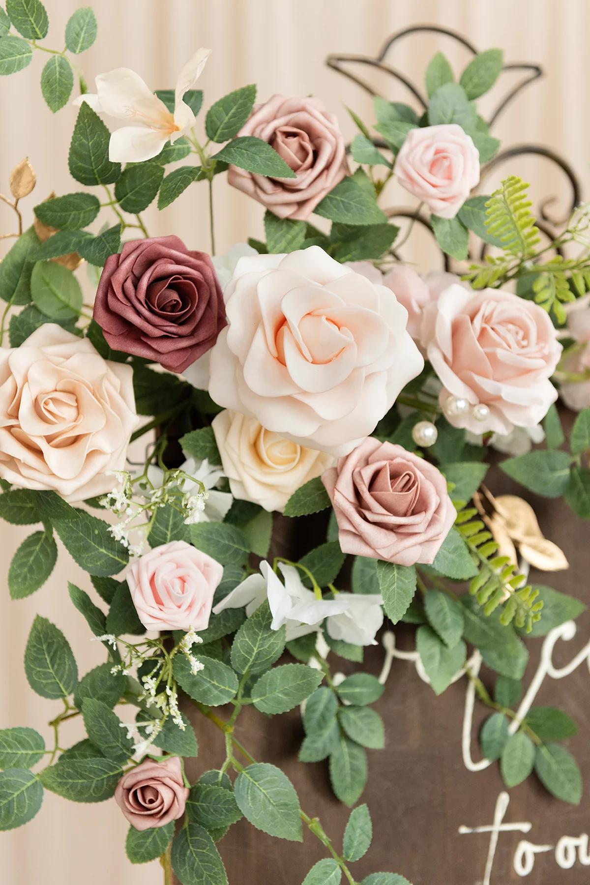 Deluxe Combo Set Flower Sign Decor in Dusty Rose & Cream - Image 4