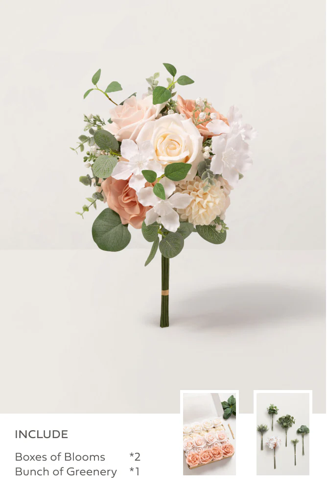 Ballet Pointe & Cream Sage with Kiwi Colada Mixed Greenery - DIY Bridesmaid Bouquet Kit (Set of 4)