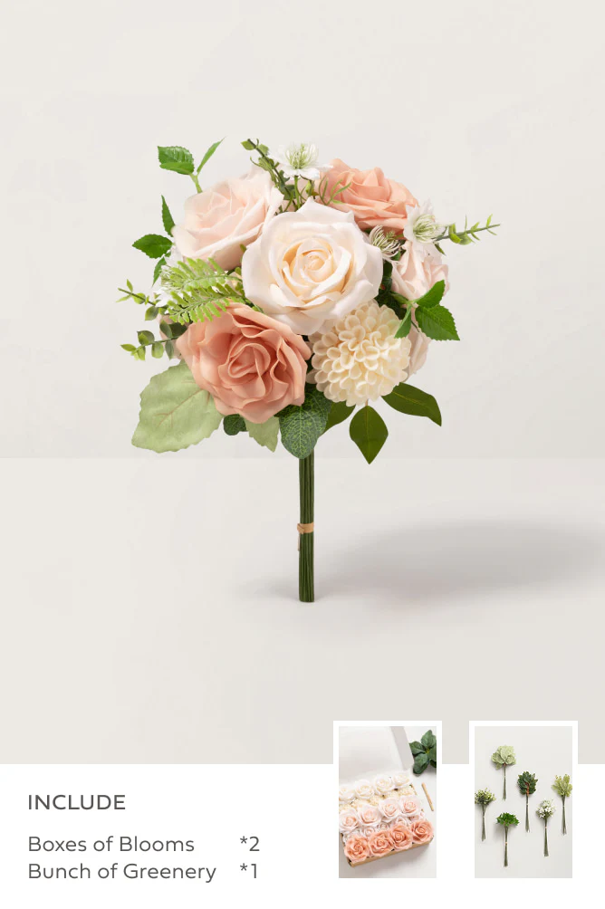 Ballet Pointe & Cream Sage with Sage Mixed Greenery - DIY Bridesmaid Bouquet Kit (Set of 4)