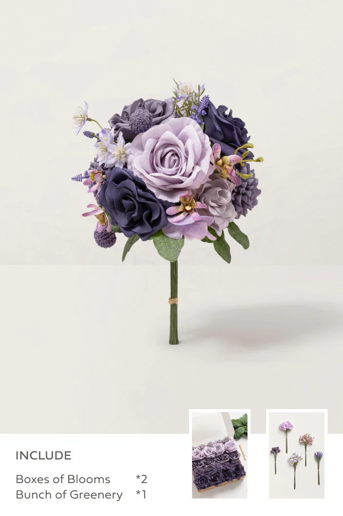 Pale Lavender & Sage Purple Filler - DIY Bridesmaid Bouquet Kit (Set of 4)