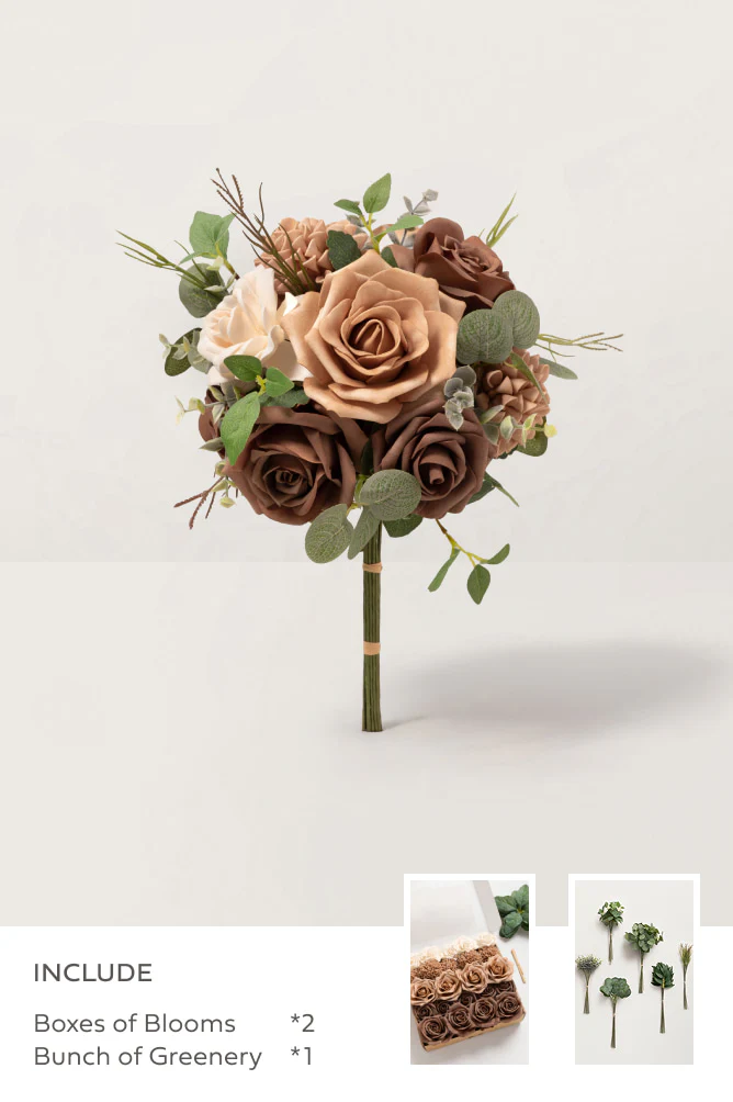 Sand Beige & Nude with Sage Greenery - DIY Bridesmaid Bouquet Kit (Set of 4)