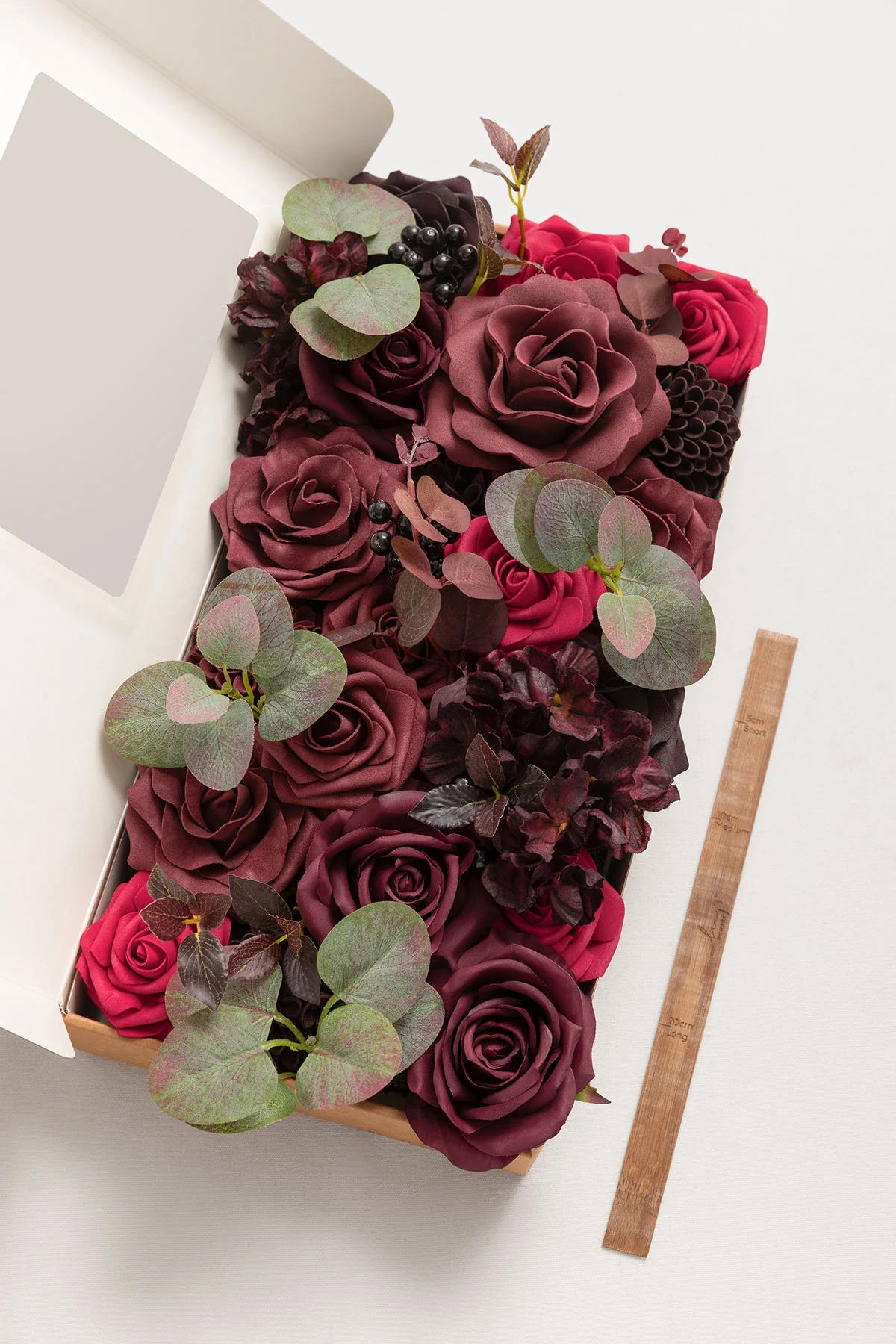 DIY Designer Flower Boxes in Burgundy & Black Baccara (Deluxe Box)