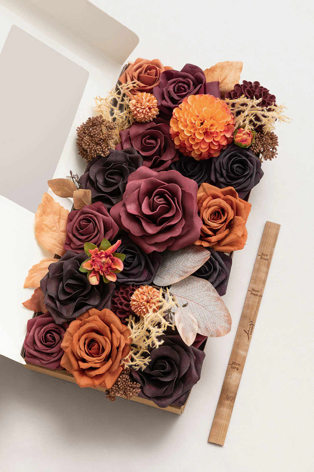 DIY Designer Flower Boxes in Burgundy & Burnt Orange