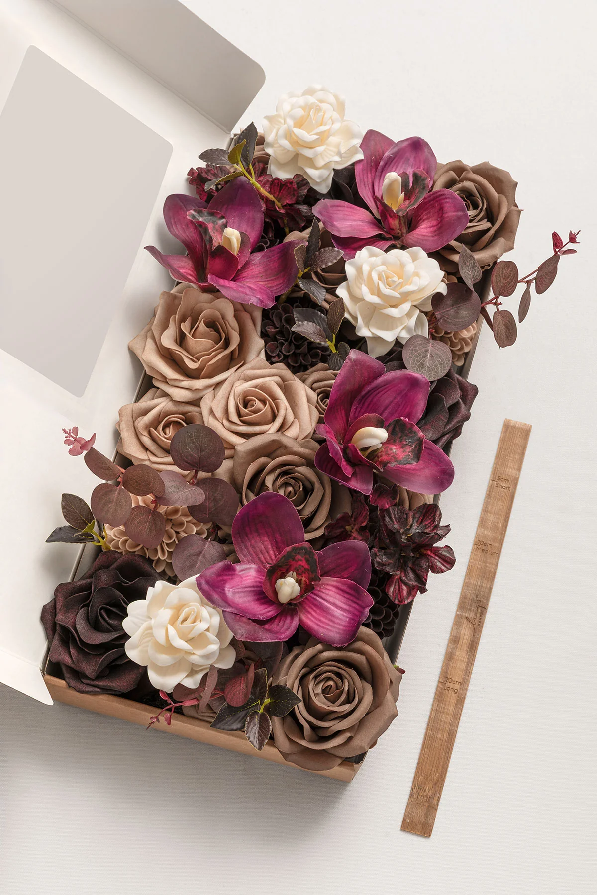 DIY Designer Flower Boxes in Earth Brown & Black Baccara & Plum