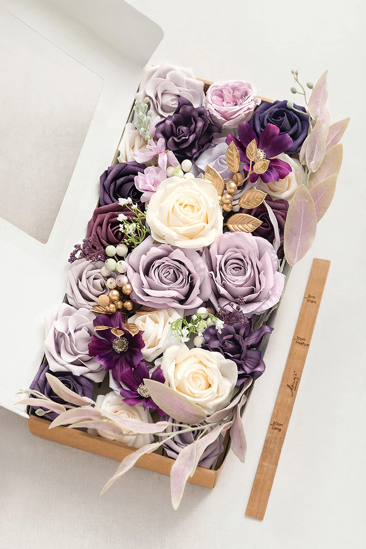 DIY Designer Flower Boxes in Lilac & Gold （Deluxe Box）