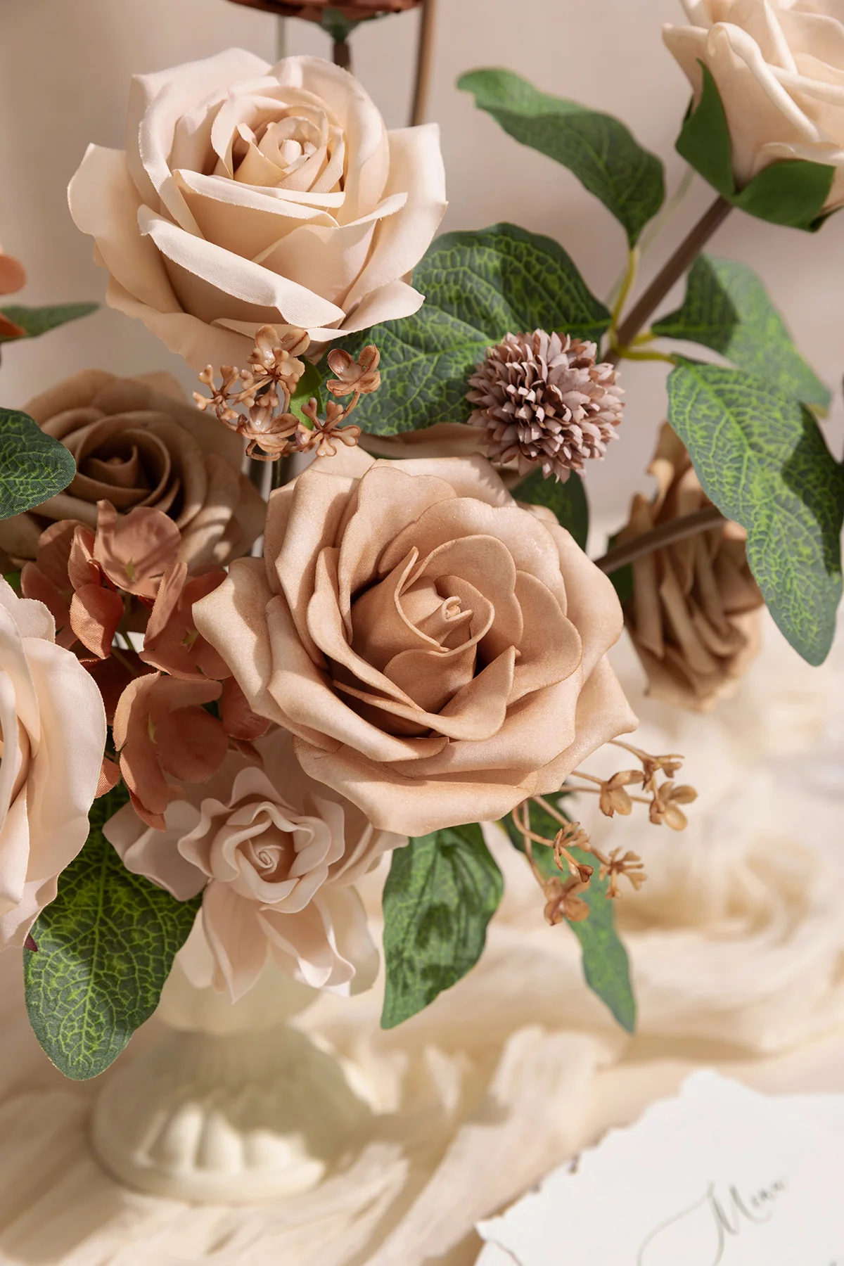 DIY Flower Box - Earth Brown & Sand Beige Roses（25pcs） - Image 3
