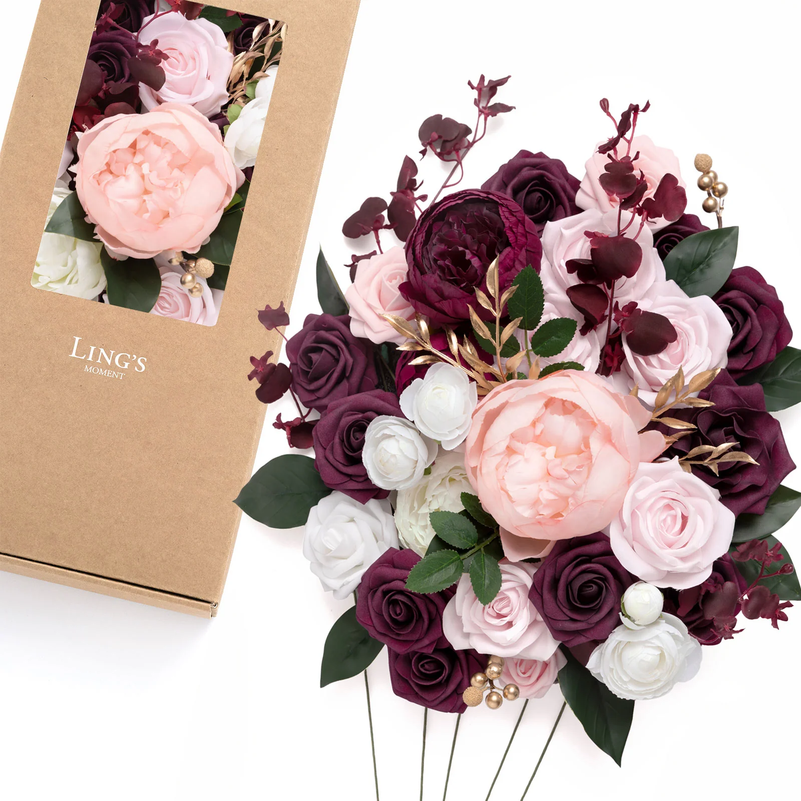 DIY Kits For Centerpieces in Tabitha Burgundy Deluxe Box - Image 2