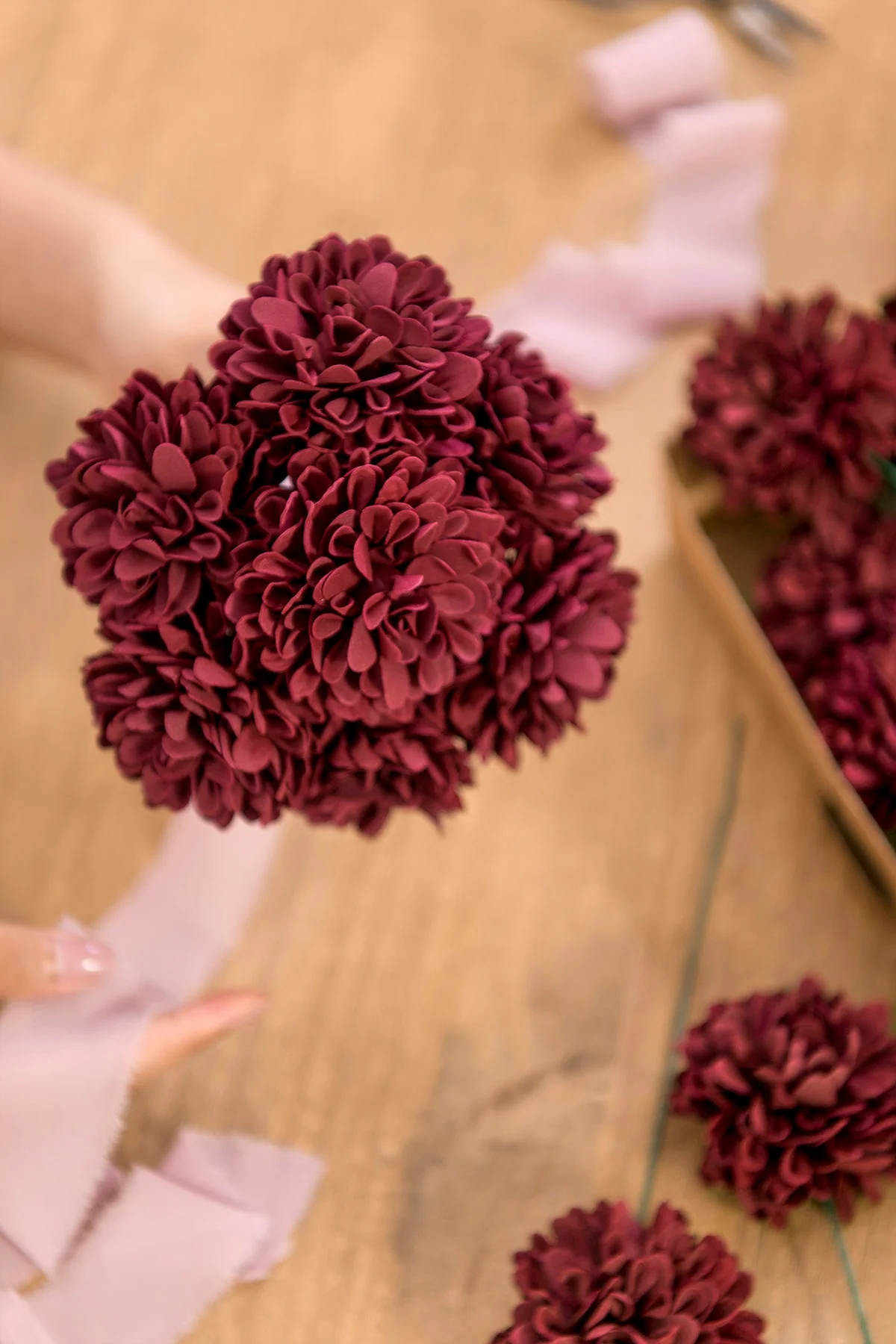DIY Supporting Flower Boxes in Burgundy & Dusty Rose - Image 12