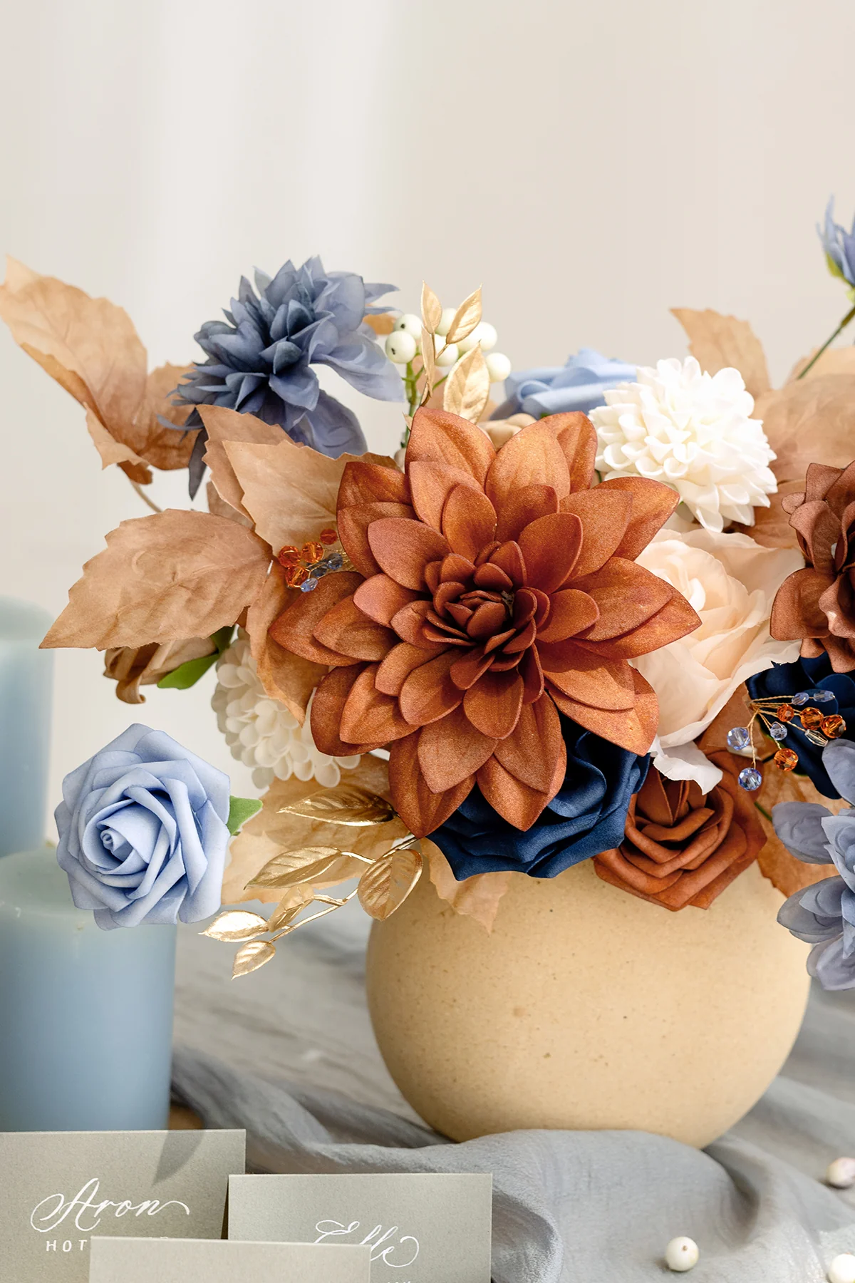 Dusty Blue & Navy Designer Flower Boxes - Image 31