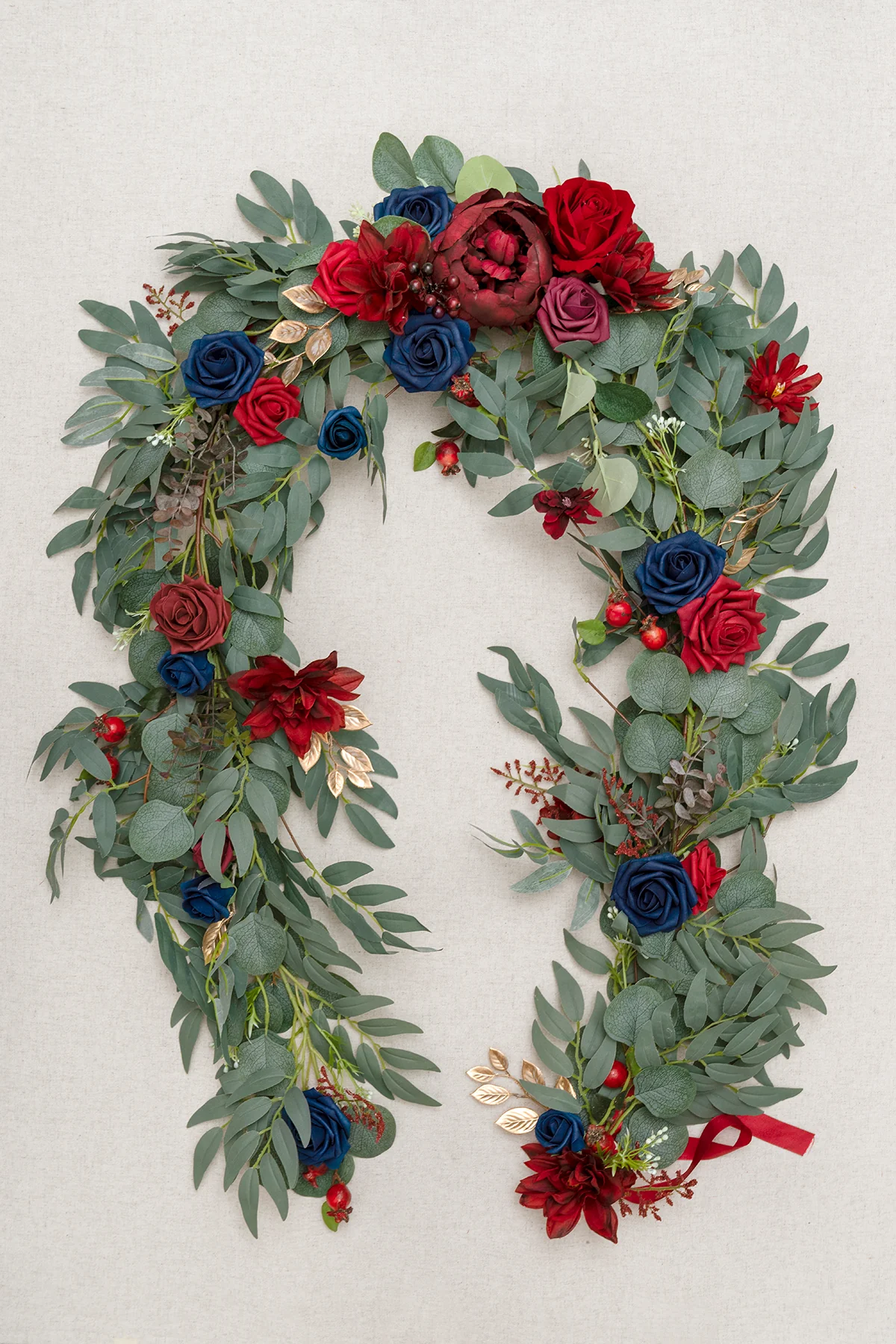 6ft Flower Garland in Burgundy & Navy - Image 6