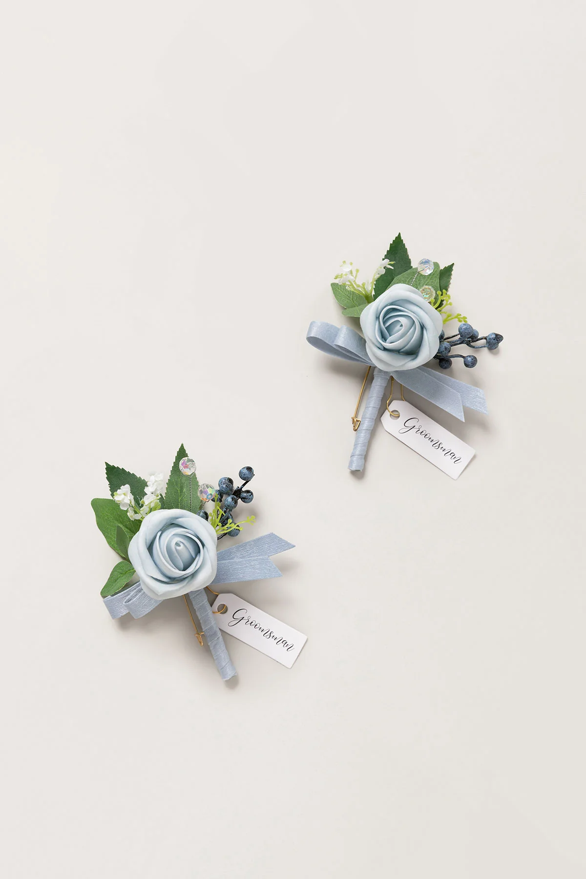 Boutonnieres in Romantic Dusty Blue (Set of 2)
