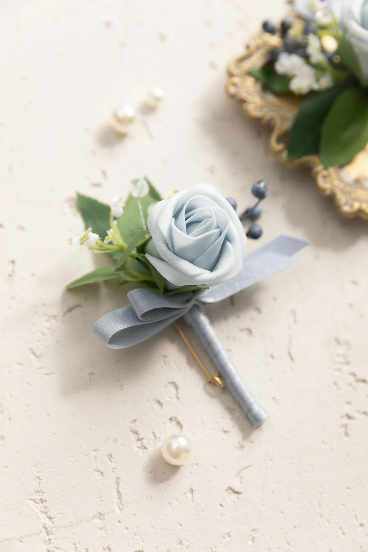 Boutonnieres in Romantic Dusty Blue (Set of 2) - Image 3