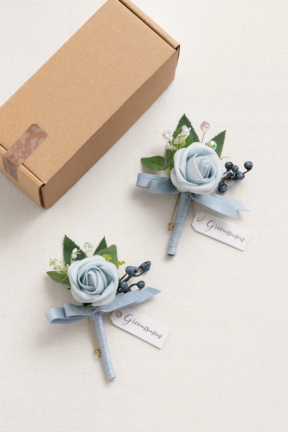 Boutonnieres in Romantic Dusty Blue (Set of 2) - Image 4
