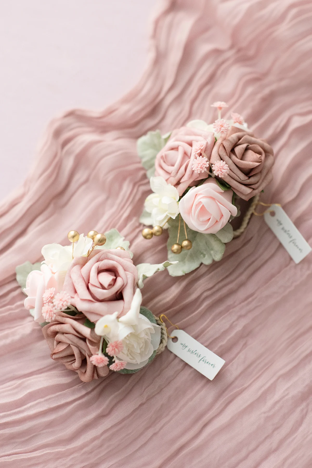 Wrist Corsages in Dusty Rose & Cream | Clearance - Image 2