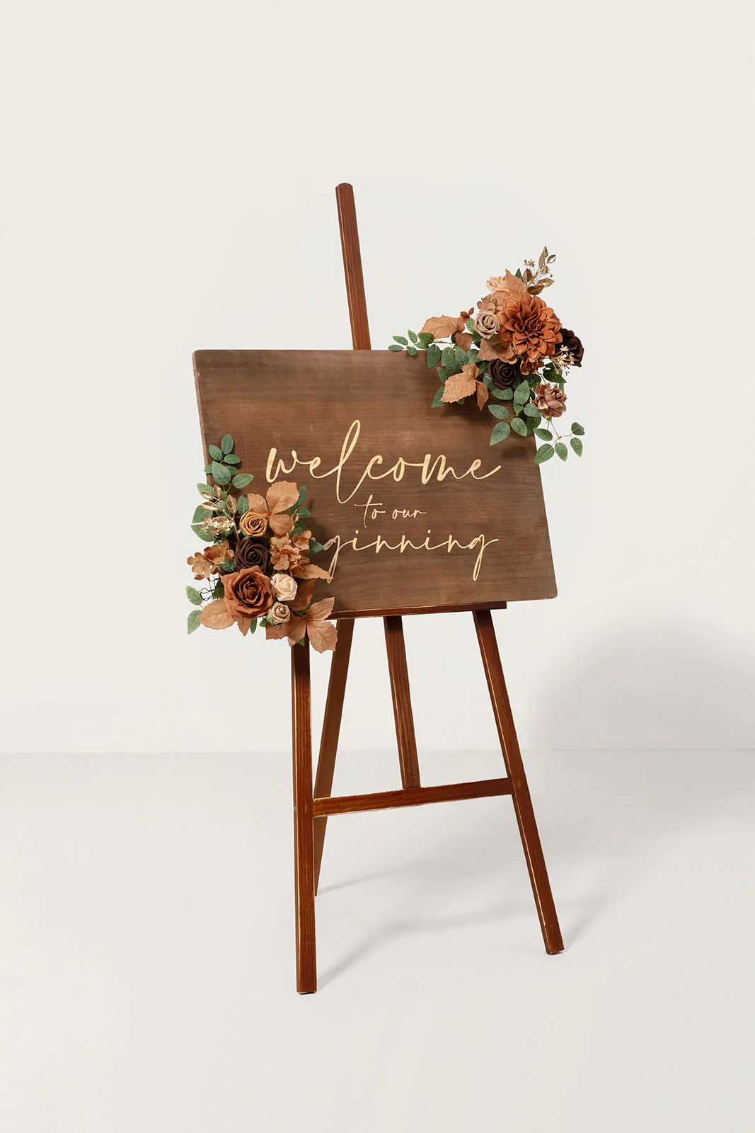 Flexible Combo Set Flower Sign Decor in Walnut Brown & Burnt Orange